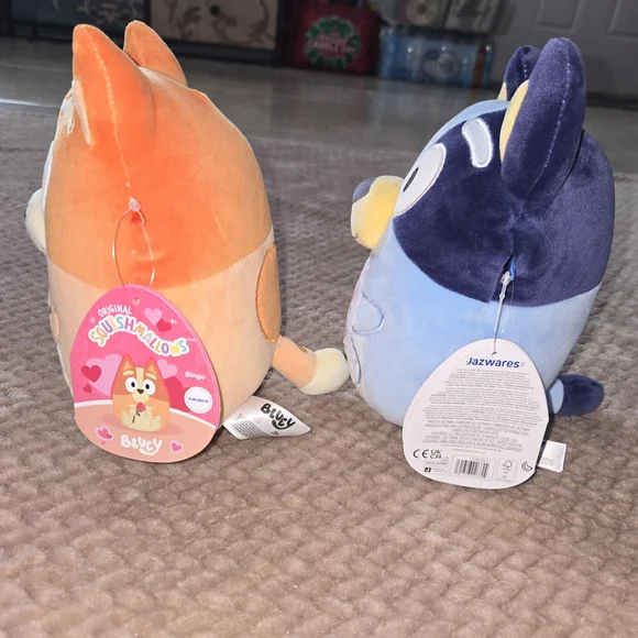 Squishmallows SET of 2 Disney  BINGO & BLUEY 8" Plush  Hearts And Rose New Valen - Picture 3 of 9
